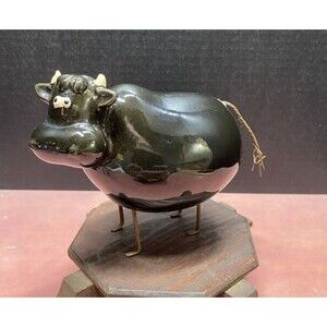 Vtg Black Cow Bull Nantucket Home Porcelain Cow Collectible Figurine Farmhouse